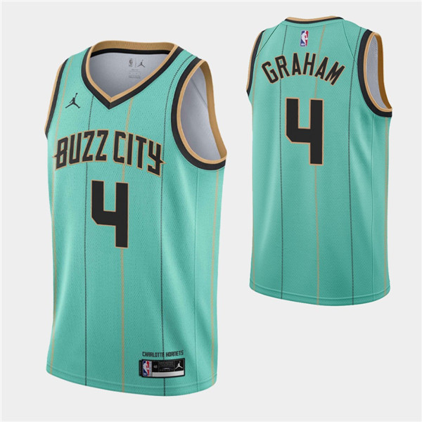 Men's Charlotte Hornets #4 Devonte' Graham 2020-21 Teal City Edition Swingman Stitched Jersey